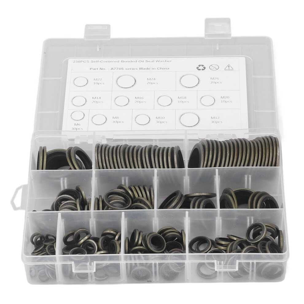 230 Pcs Oil Seal Washer Assortment Kit M6 To M26-image-OPC-PJMFSFH-NEW