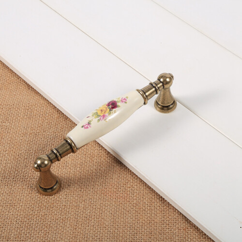 Chic Vintage Style Rose Ceramic Bronze Drawer Knobs Perfect for Cabinetry 2