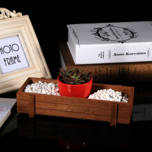 Rustic Wooden Herb & Succulent Planter Box with Storage – 8.9 x 3.3 x 1.6 inches