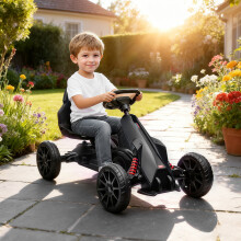 HOMCOM Kids Pedal Go-Kart with Adjustable Four-Position Seat, Handbrake, Forward/Reverse - Black (370-286V00BK)