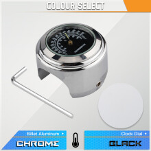 Waterproof Motorcycle Handlebar Thermometer 22-25.4mm Silver/Black