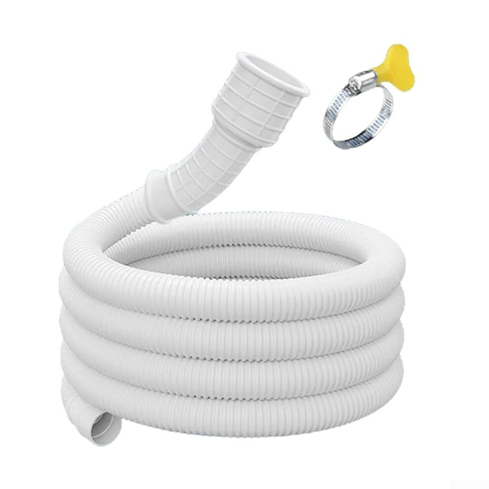 Flexible Drain Hose Extension with Clamp for Washing Machine and Air Conditioner, 1.5m, White, Durable Plastic-image-OPC-PJMFWKZ-NEW