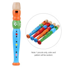 Wooden Piccolo Flute Toy for Kids, 20cm, Colorful Pattern Gift