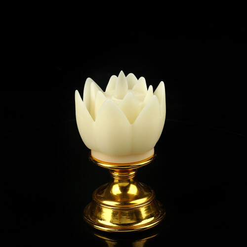 Lámpara LED de loto beige, mecha de vela simulada 1