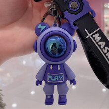 Colgante para llavero morado de dibujos animados - silicona y metal