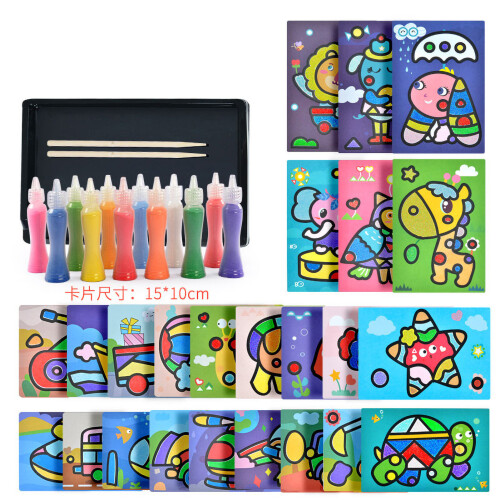 Sandzeichnungspapier-Set - 24 Blätter, 12 Farben 1