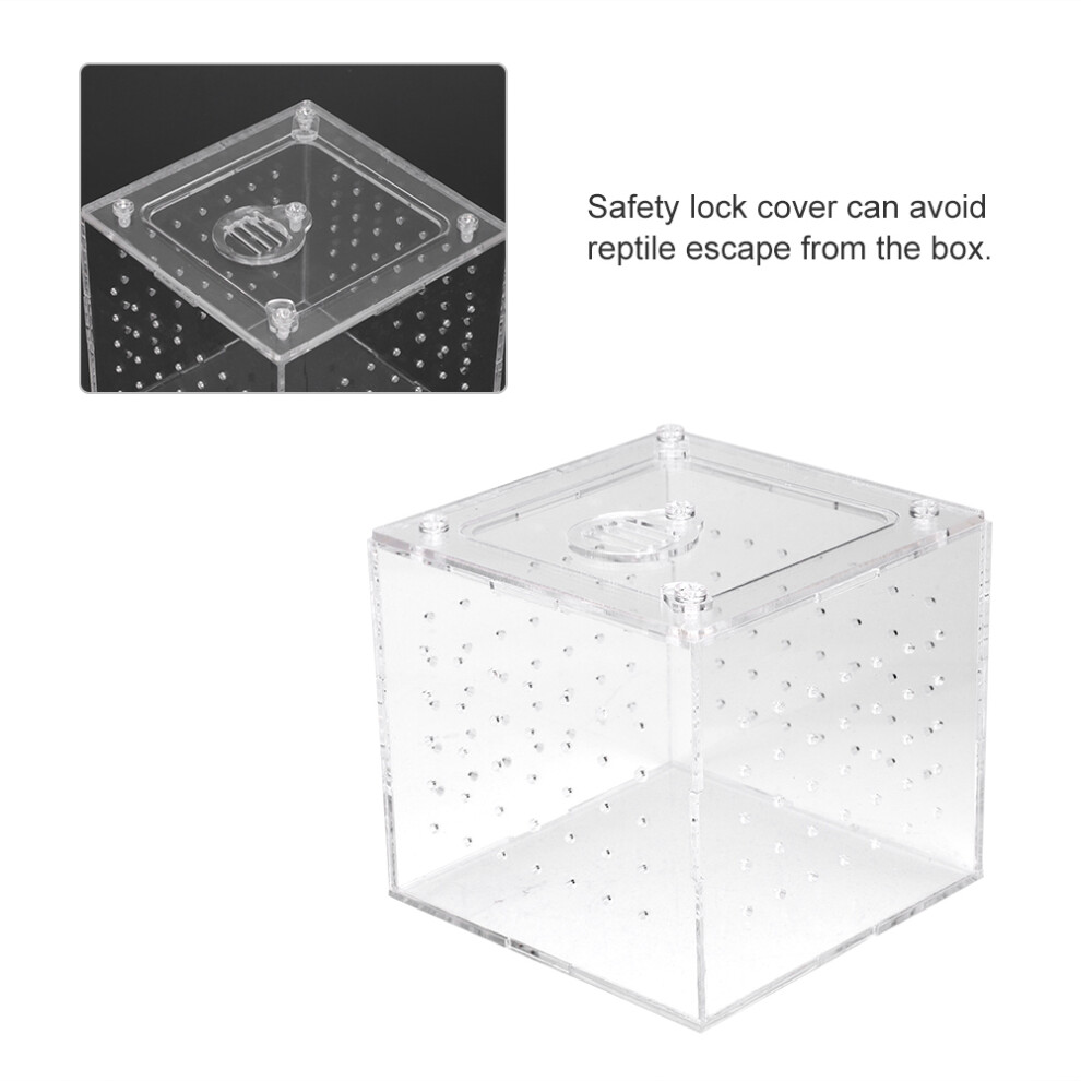 Acrylic Reptile Terrarium Feeder Box 10x10x9cm for Snakes Insects