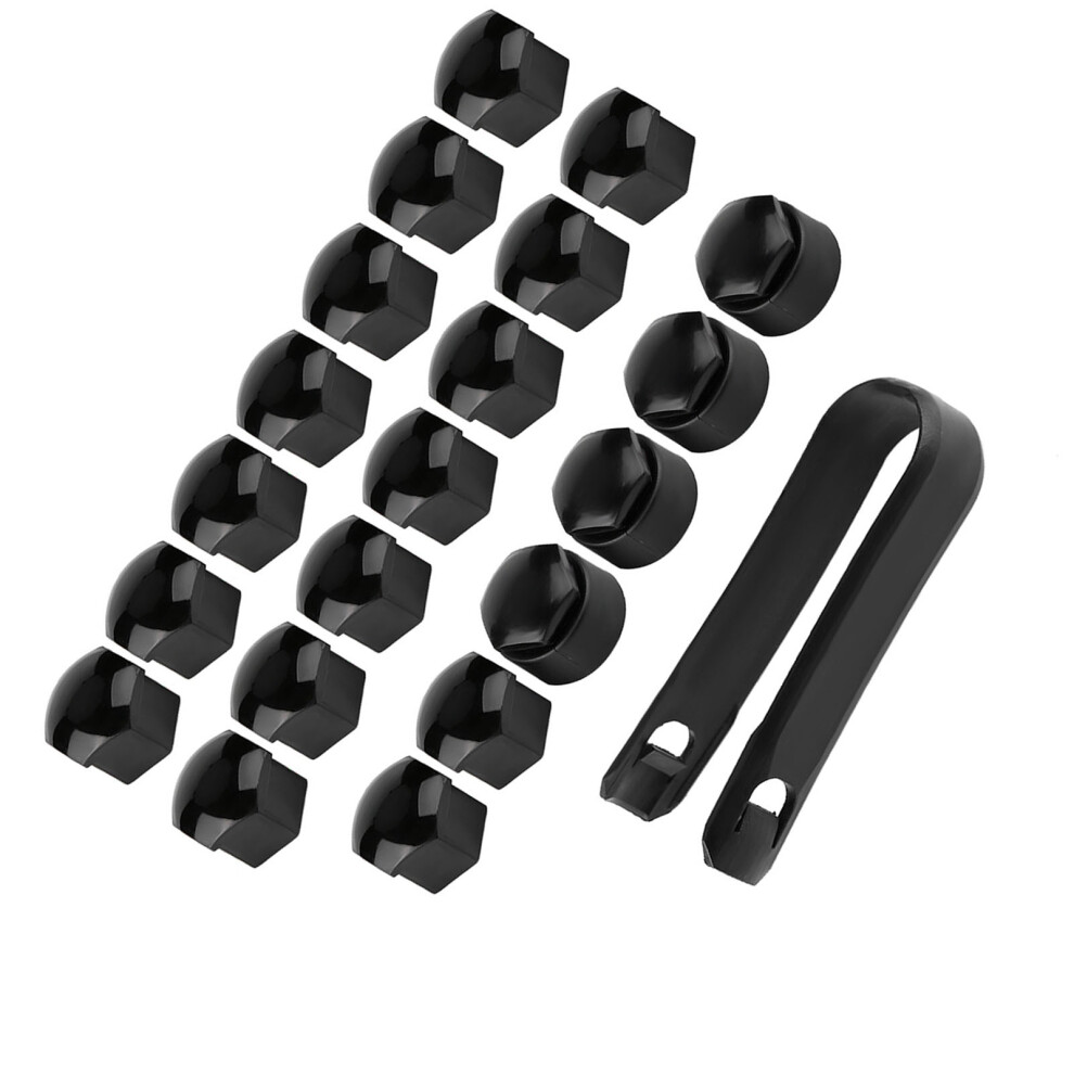 20Pcs 17Mm Auto Wheel Nut Screw Covers - Anti-Theft & Dustproof Black 3051341302374