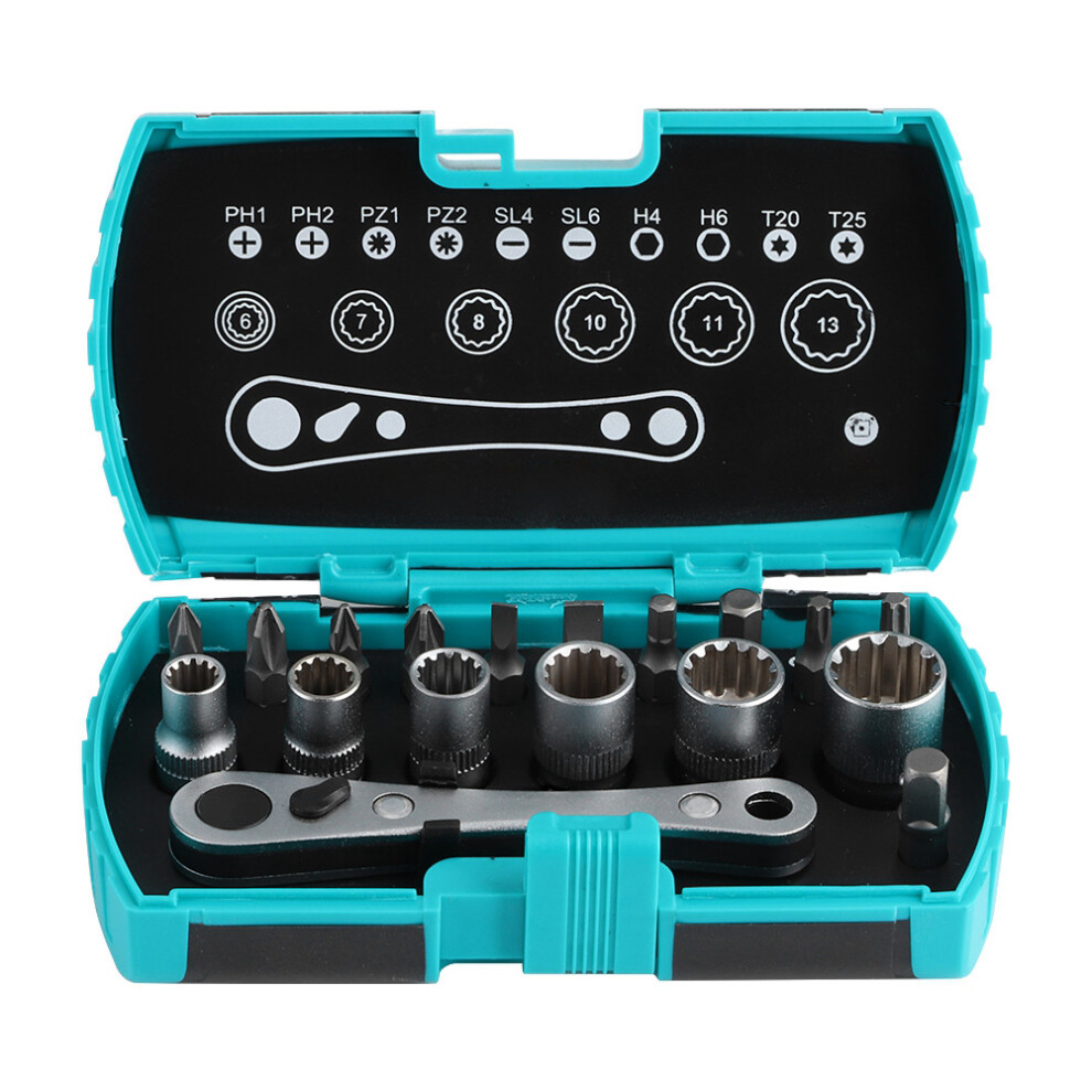 18 In 1 Mini 1/4In Ratchet Wrench Screwdriver Bit 9121376681998