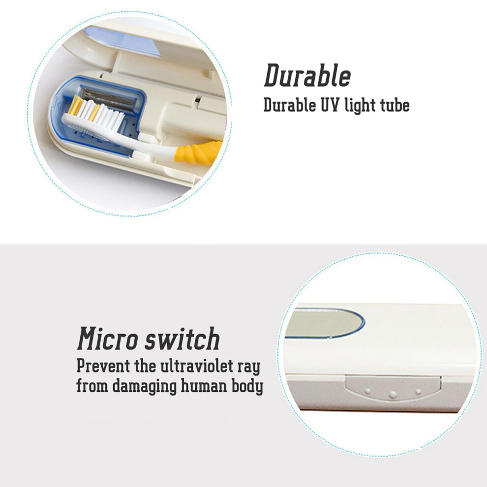 Blue Portable Uv Toothbrush Sanitizer Box With Auto Uv Disinfection