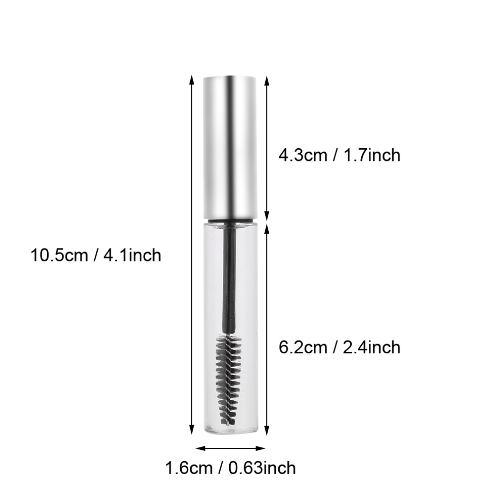 5 Colors 10ml Empty Mascara Tube with Brush, 10.5cm, Lightweight