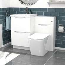 Nes Home White 1000mm Freestanding Basin Vanity WC Unit & Square BTW Toilet