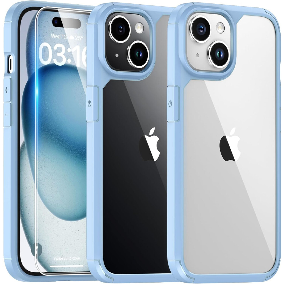 (For Iphone 15 Pro 6.1", B-Light Blue) For Iphone 17 Case, [Not-Yellowing] With Hd Screen Protector, [15 Ft Grade Protection] Military-Grade Protectio Multicoloured 4406703562665