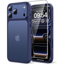 (iPhone 14 Plus, E-Matte Blue) For iPhone 17 Case, [Not-Yellowing] with HD Screen Protector, [15 FT Grade Protection] Military-Grade Protection Shockproof Slim Phone Case for