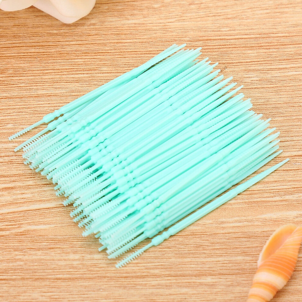 100pcs Green Double Head Teeth Cleaning Picks Oral Care Floss Toothpicks