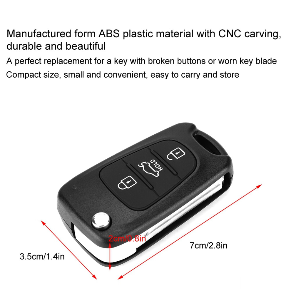 Kia Rondo Sportage Soul 3 Button Remote Key Fob Shell Replacement Black 4691341314589