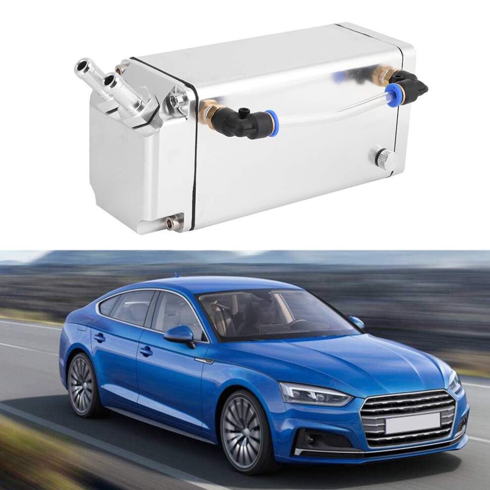 Square Aluminum Racing Oil Catch Tank Breather Can Reservoir, 8X6.5x17.5cm Silver 7901341316573
