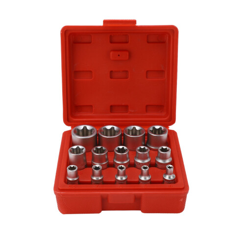 14Pcs E Type Torx Star Bit Socket Set 1/4" 3/8" 1/2" Drive 1