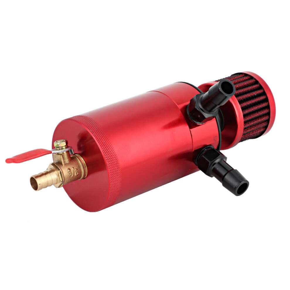 Universal Aluminum Alloy Catch Can With 2 Ports Oil Reservoir Red 7891341321533