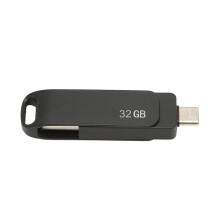 Telefon Speicherstick USB 3.0 Typ C 2-in-1 Metall drehbar Tragbarer USB-Stick für Tablets Bilder Speicher Schwarz 32GB