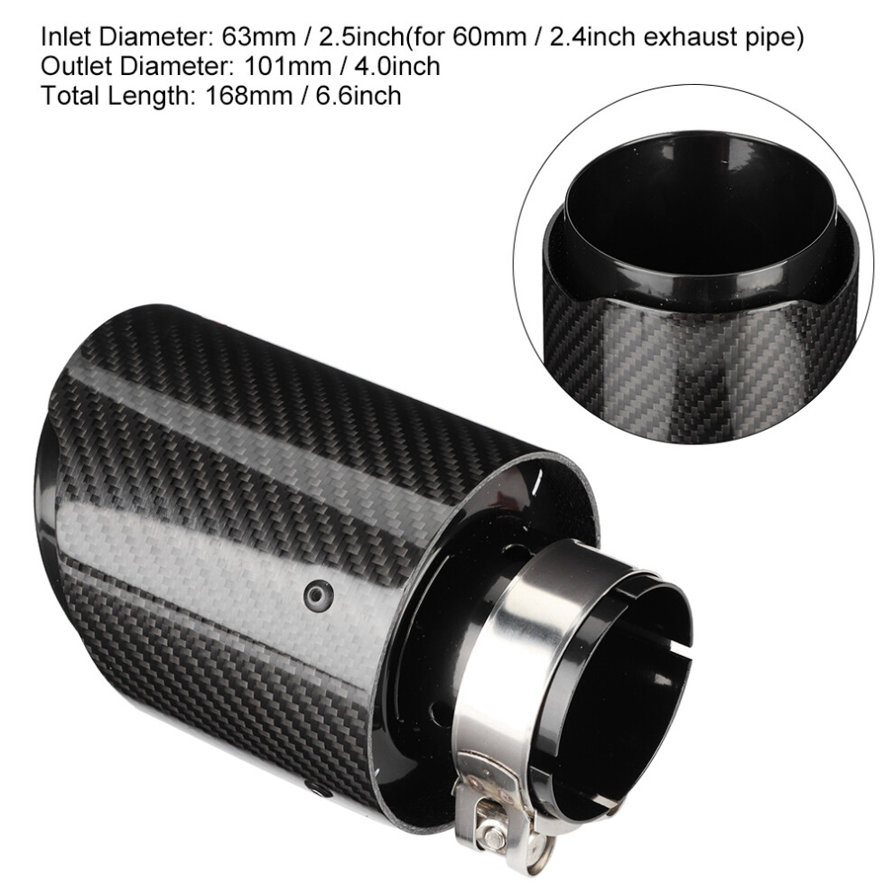 Universal Carbon Fiber 63Mm Inlet 101Mm Outlet Exhaust Tail Pipe For Car Mods 9301341321849