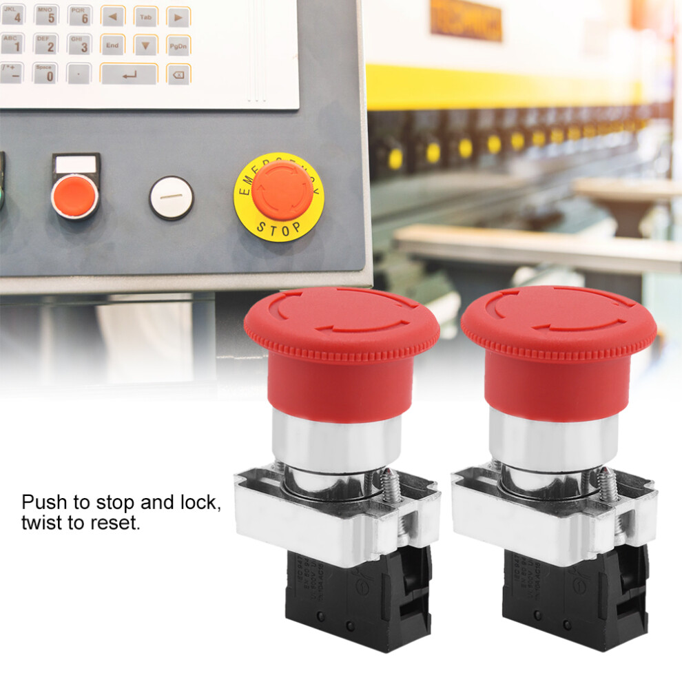 Set Of 2 Red Emergency Stop Push Switches 22Mm Xb5 For Control Panels 9481341325341