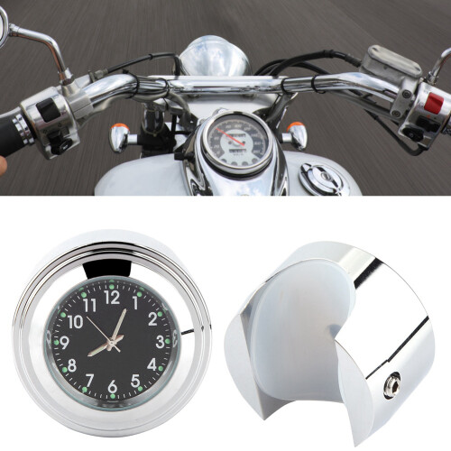 Motorcycle Handlebar Watch 7/8" 1" Black Mount Clock Precise Timing