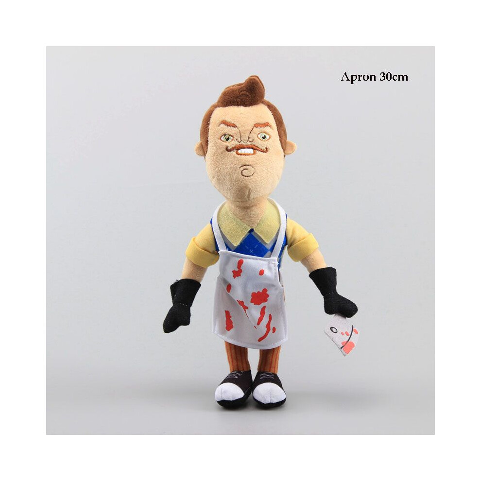 (Apron 30cm) 5 Neighbor Hello Flashlight Butcher Neighbor Plush Figure Toy Stuffed Doll