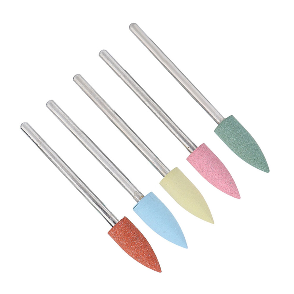 Nail Polishing Burr 5pcs Rubber Drill Bits Set for Manicure Pedicure Tasks