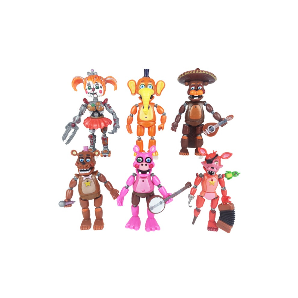 (Pizza 6pcs) Set Fnaf Action Figure Security Breach Five Nights At Freddys Toy Figure Action