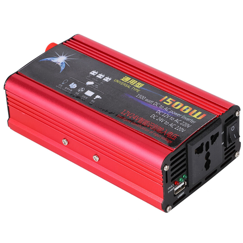 1500W Car Power Inverter Usb Charger Converter, 500W Continuous, & Red/Black 9301341342462