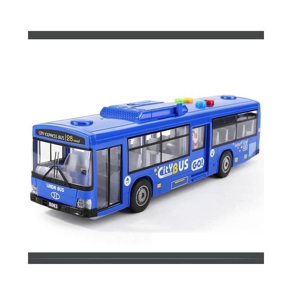 ( Bus Kit) Interactive Bus Toy Vehicle Model With Music Stories Lights Playtime For Fun Blue/Red