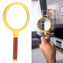 10X Handheld Loupe with Wooden Handle, 80mm Magnifier for Jewelry and Reading