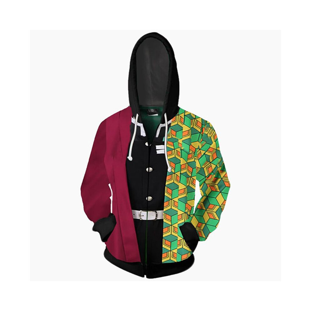 (Wine Tomioka Giyuu, S) Slayer Kimetsu Demon No Yaiba Hoodie Cosplay Sweatshirt Jacket Coat Hooded
