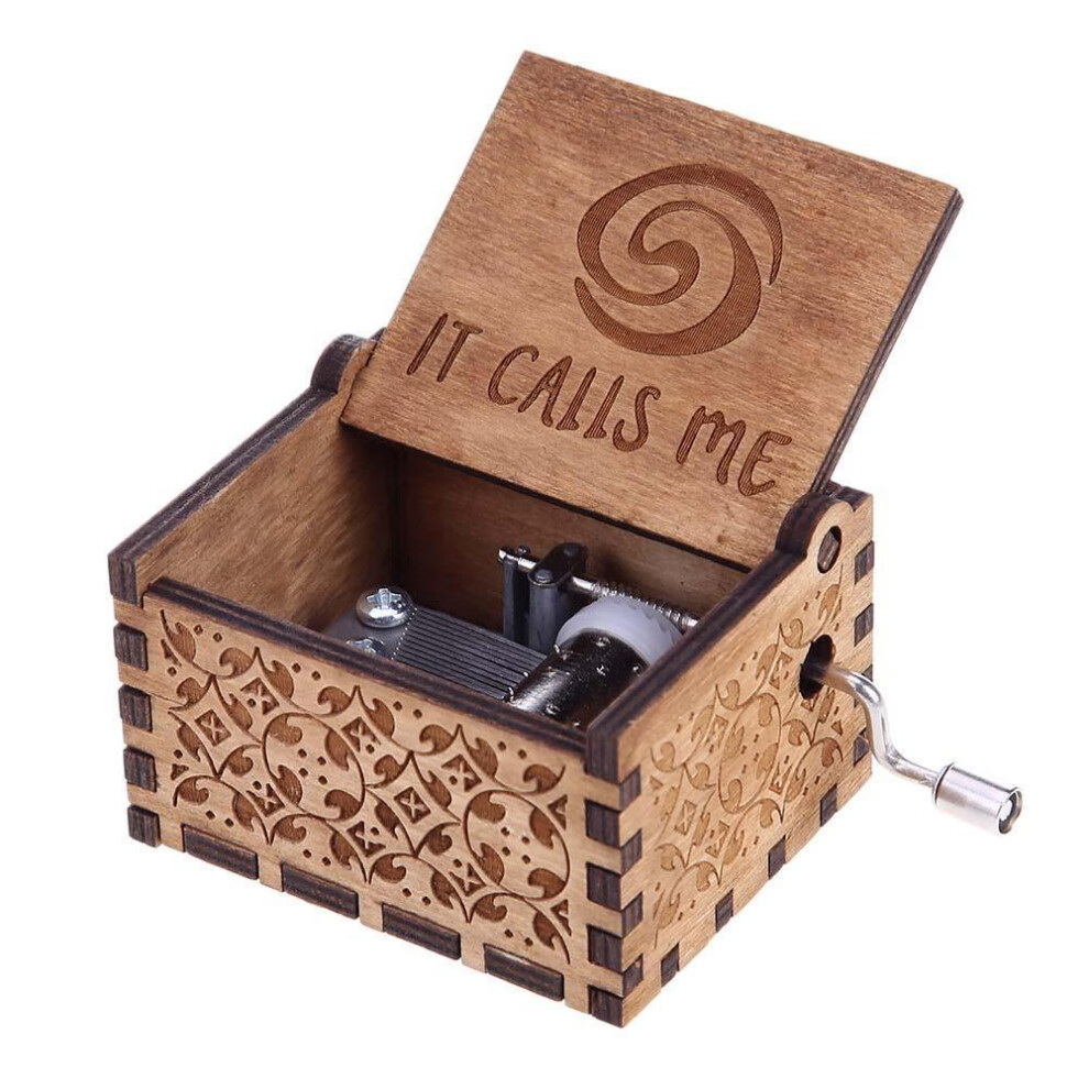 (Moana(It Calls Me)) Retro Music Box Carved Wood Music Case Interesting Toys Xmas Birthday Ornament