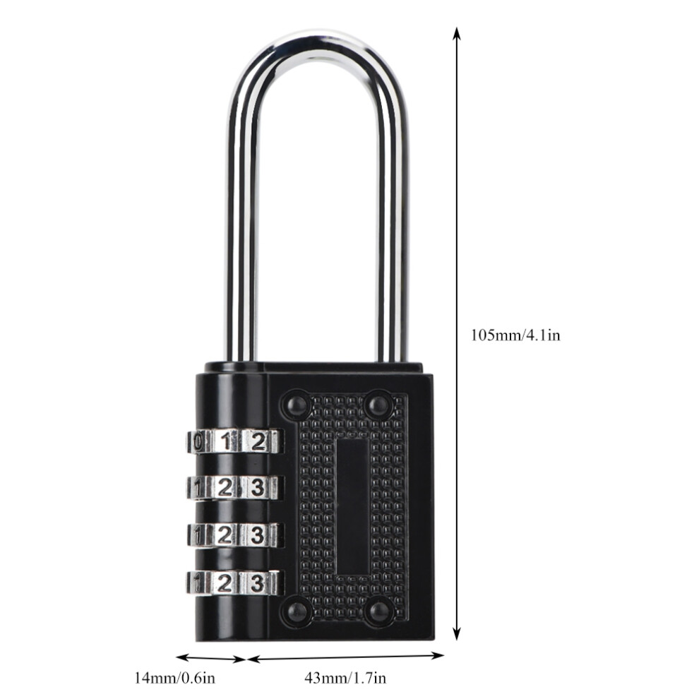 4-Digit Zinc Alloy Coded Padlock For Doors, Cabinets, Suitcases, Black 8711341344297