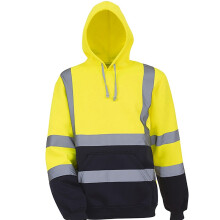 (Yellow, M) Visibility Mens High Reflective Safety Sweatshirt Tops Work Jacket Hooded Coat