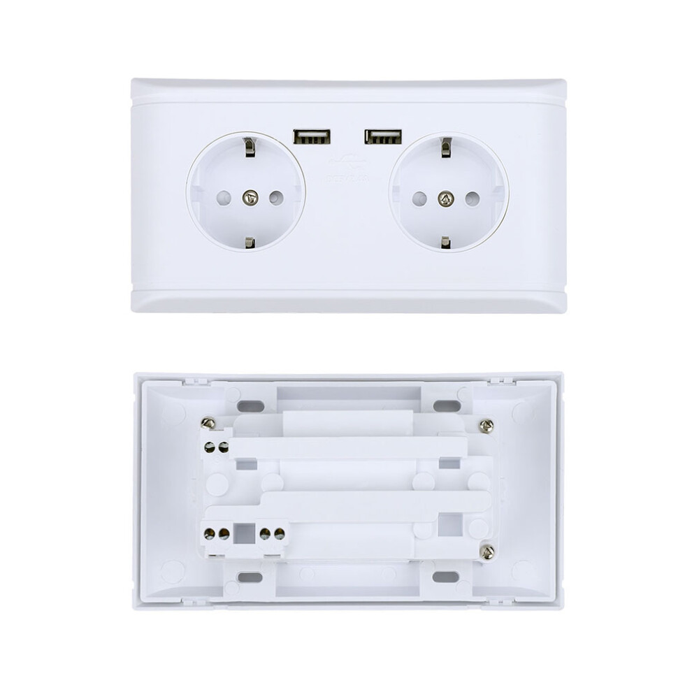 Eu Plug Outlet With Dual Usb Ports Child Safe 250V Power Solution 3191341345619