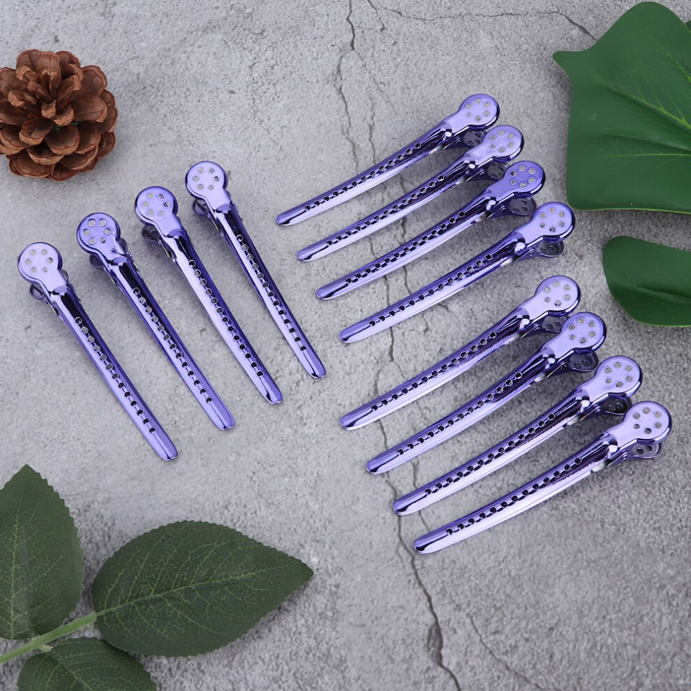 Unisex Purple 12Pcs Hair Styling Clips Salon Sectioning Hairpins