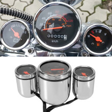 Motorcycle Digital Tachometer Speedometer Odometer Kit, Stainless Steel, Silver