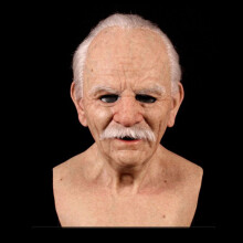 (Old Man)Déguisement masque visage vieil homme en latex réaliste robe fantaisie cosplay costume Halloween