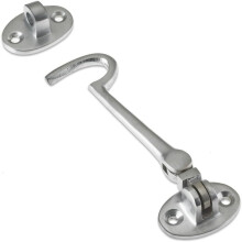 Cabin Hook and Eye Latch 100mm - Satin Chrome Gate Hook, Door Latch, Hook Lock, Ideal for Wooden Gates, Windows & Doors (Pack of 1)