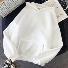 (White, XL) Hoodies Women Ladies Hooded Oversize Jumper Loose Long Plain Sleeve Sweatshirts