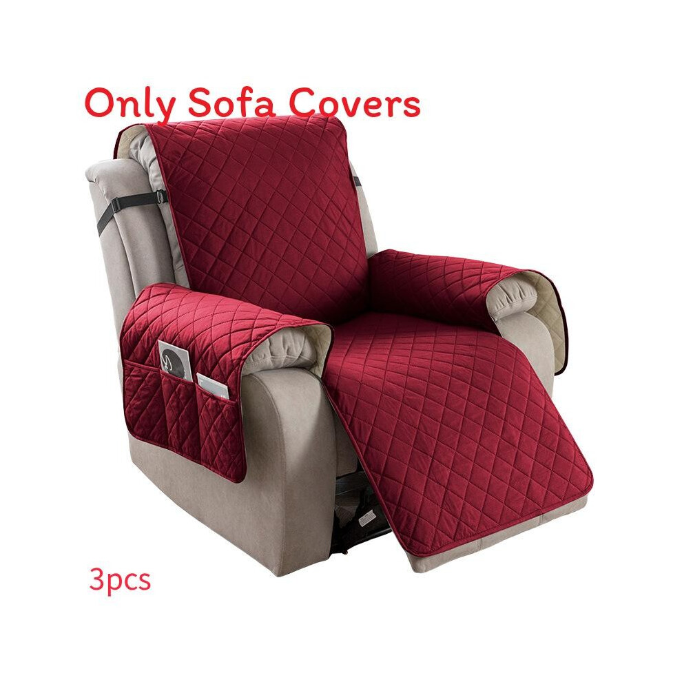 (Burgundy,3 Seat)Housse de canapé simple double triple place couleur unie pour chaise résistante aux taches