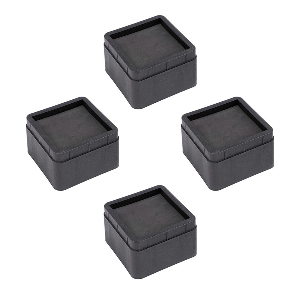 Square Black Bed Risers 4Pcs 2-Inch Stackable Furniture Legs With Protectors 9431341348475