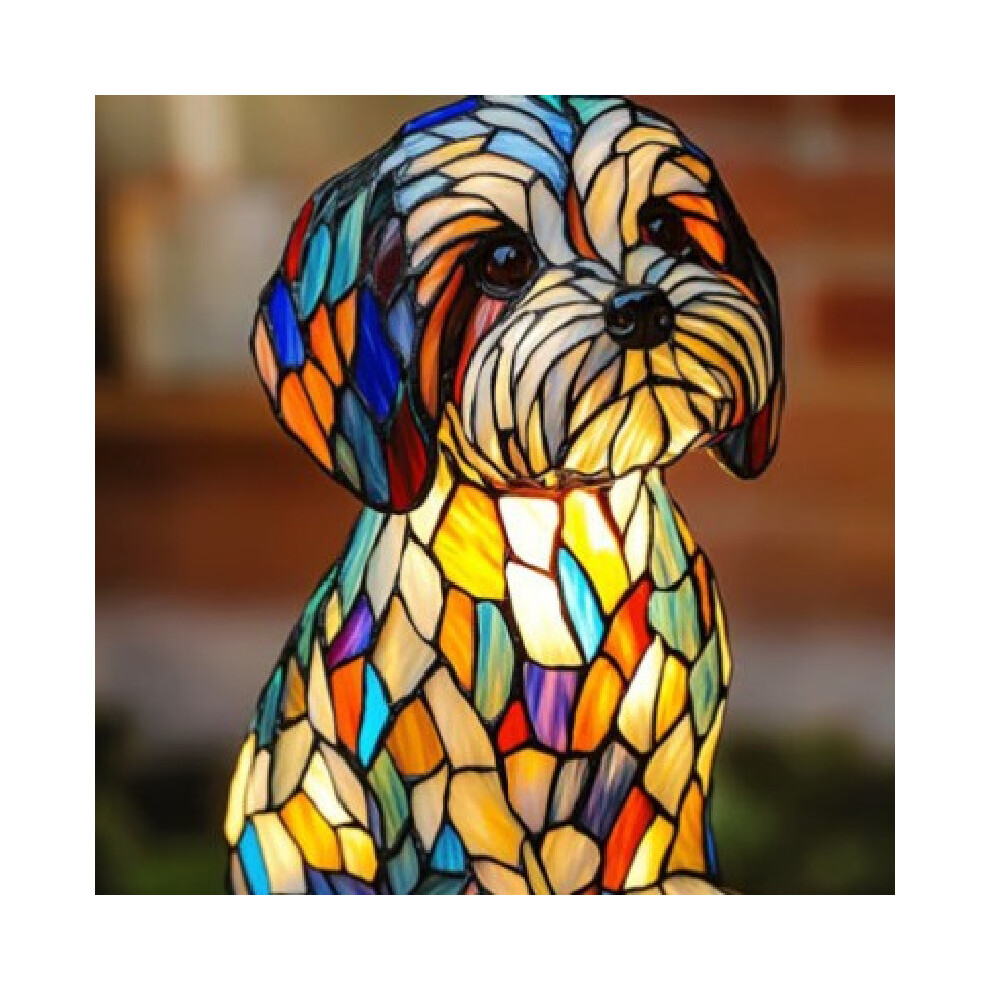 (Maltese Dog) Creative Dolphin Panda Lion Leopard Dog Animal Resin Led Ornament Night Light