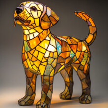 (Golden Retriever B) Creative Dolphin Panda Lion Leopard Dog Animal Resin Led Ornament Light Night