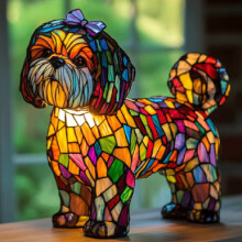 (Shih Tzu) Creative Dolphin Panda Lion Leopard Dog Animal Resin Led Ornament Light Night