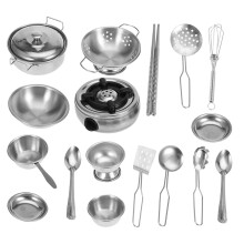18PCS Stainless Steel Kids Kitchen Cookware Set - Durable & Safe Toys