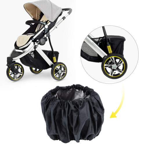 Large Baby Stroller Wheel Cover Dustproof Protector Black 18.5x13cm 2